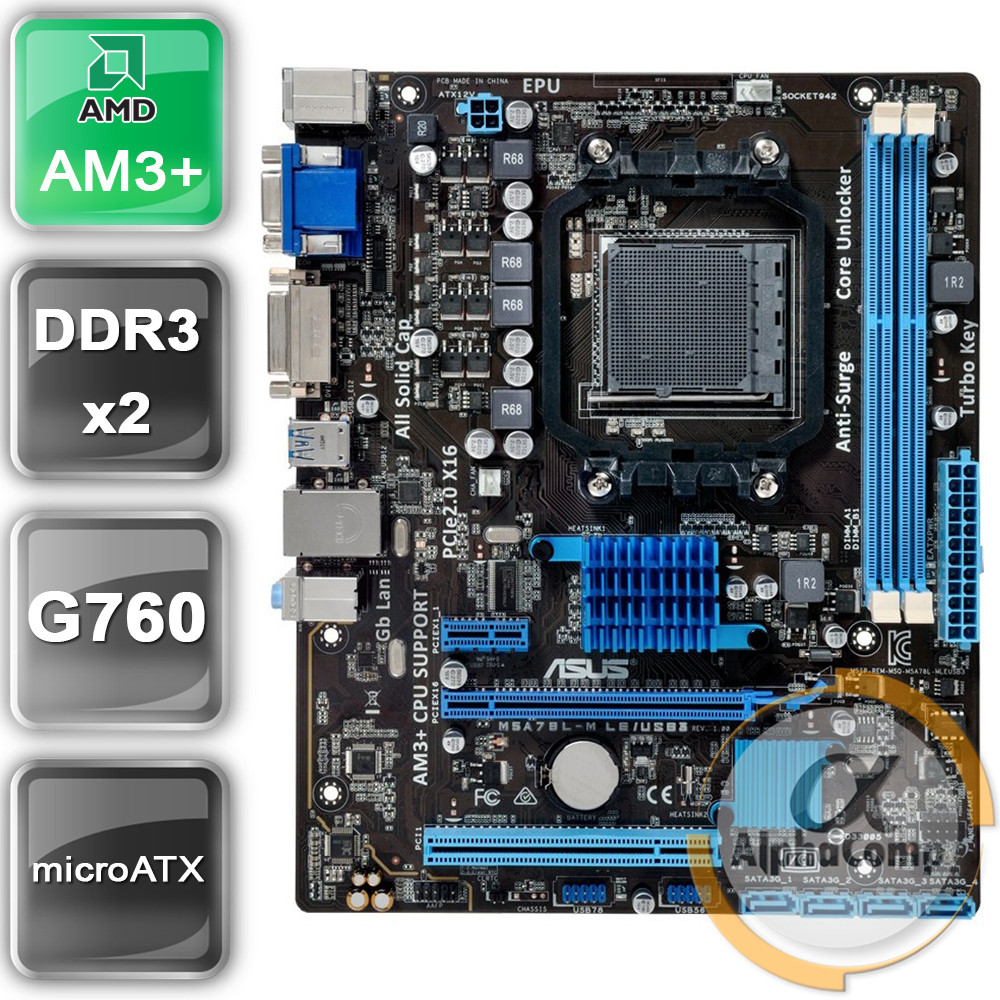 Материнська плата Asus M5A78L-M LE (AM3+/AMD 760G/2xDDR3) БУ