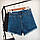 Джинсові шорти з високою талією на блискавці сині, фото 3