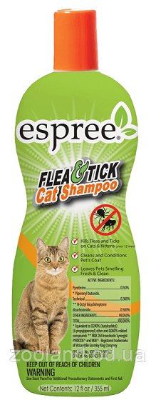 E00289 Espree Flea & Tick Cat Shampoo, 355 мл