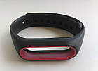 Ремінець Xiaomi Mi Band 2 з рамкою силіконовий браслет Чорний / Червоний 1091P, фото 5