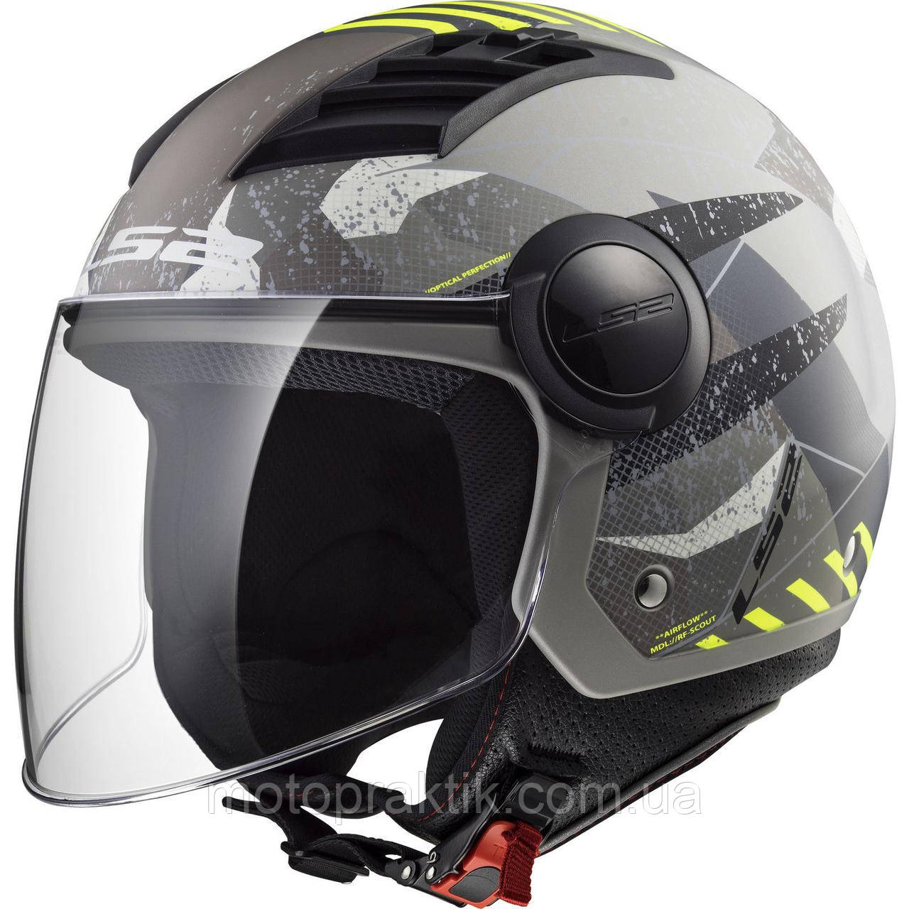 LS2 OF562 AIRFLOW CAMO MATT TITANIUM YELLOW, XS Мотошолом лицевик