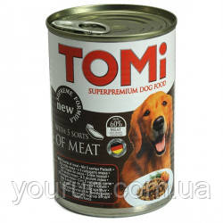TOMi 5 ВИДІВ М'ЯСА (5 kinds of meat) консерви корм для собак, банка 1.2 кг