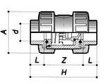 Зворотний клапан CVD11 ПВХ із внутрішньою різзю D.32x1", фото 2