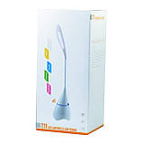Настільна світлодіодна лампа — колонка bluetooth music LED LAMP T11 (USB + AКБ) White, фото 4