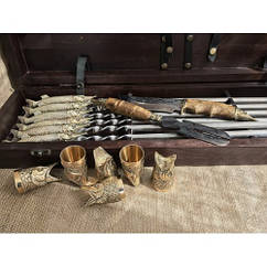 Набір для шашлику "Щучий" Шампура+рюмки+ніж+вилка ручна робота