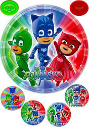 Вафельна картинка для торта, кондитерських виробів "Герої в масках" кругла (лист А4, 21 см х 30 см)