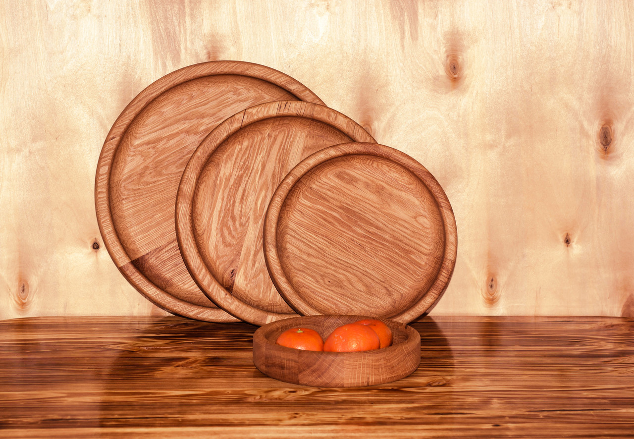 Дерев'яна тарілка Woodin кругла D 250 мм h 40 мм дуб