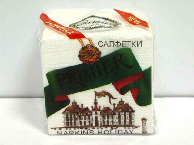 Cалфетка паперова 65лист Прем'єр однотонна (10 пачка), фото 1