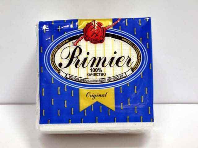 Cалфетки білі 55ліст Прем'єр однотонна (10 пачка), фото 1