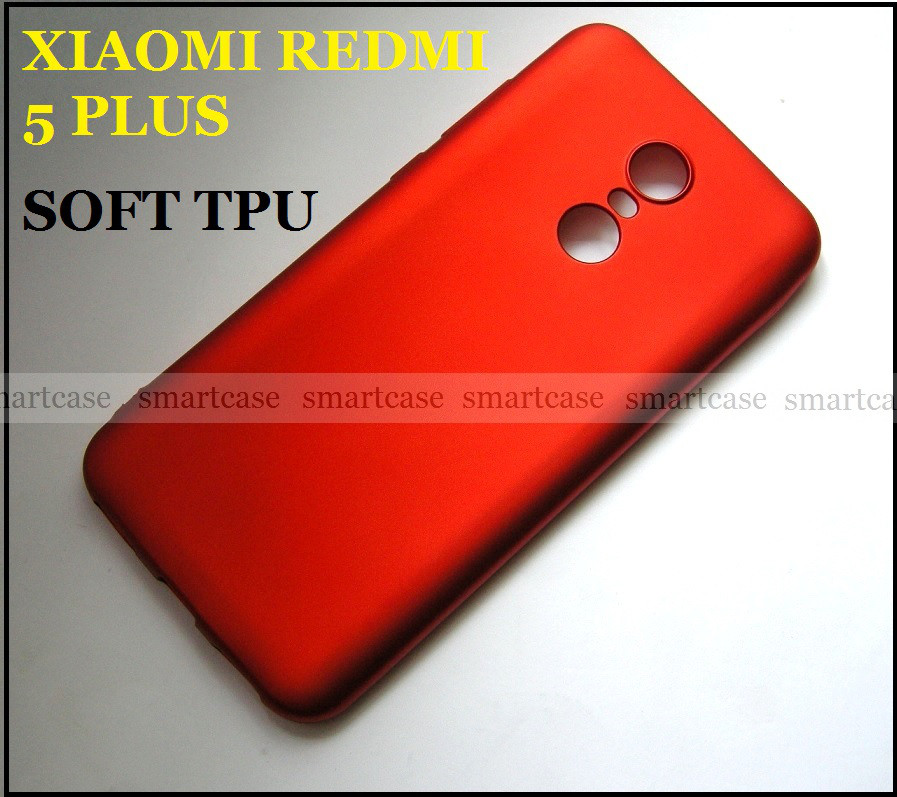 Красный Soft Tpu чехол бампер для Xiaomi Redmi 5 Plus, не скользкий с перламутровым оттенком - фото 1 - id-p716364965
