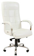 Кресло офисное Вирджиния хром подлокотники пластина, механизм Tilt кожзаменитель Лаки White (Richman ТМ)