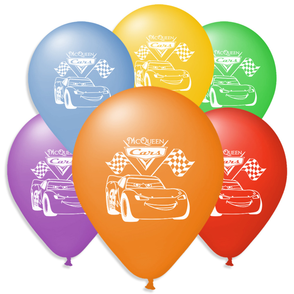 Повітряні кульки пастель шовкографія Тачки 10" (25 см)