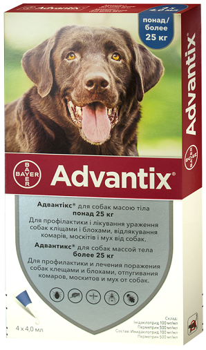 Advantix Bayer для собак від 25 до 40 кг, 1 піпетка