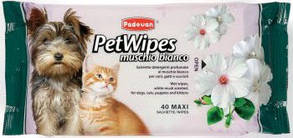 PP00463 Padovan Pet Wipes Bianco Вологі серветки з ароматом мускусу, 40 шт.