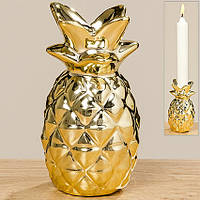 Свічник Ананас золота кераміка h10см Гранд Презент 1008964