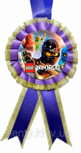 Медаль герои из мультфильмов з бантом. Діаметр 85мм. "Ніндзяго"