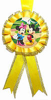Медаль герои из мультфильмов з бантом. Діаметр 85мм. "Міккі та Мінні Маус"