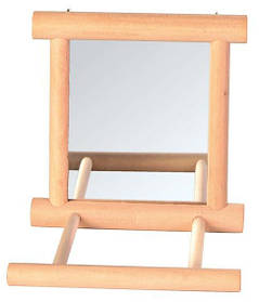 Дзеркало для папуги з дерев'яною рамкою з жердочкою
