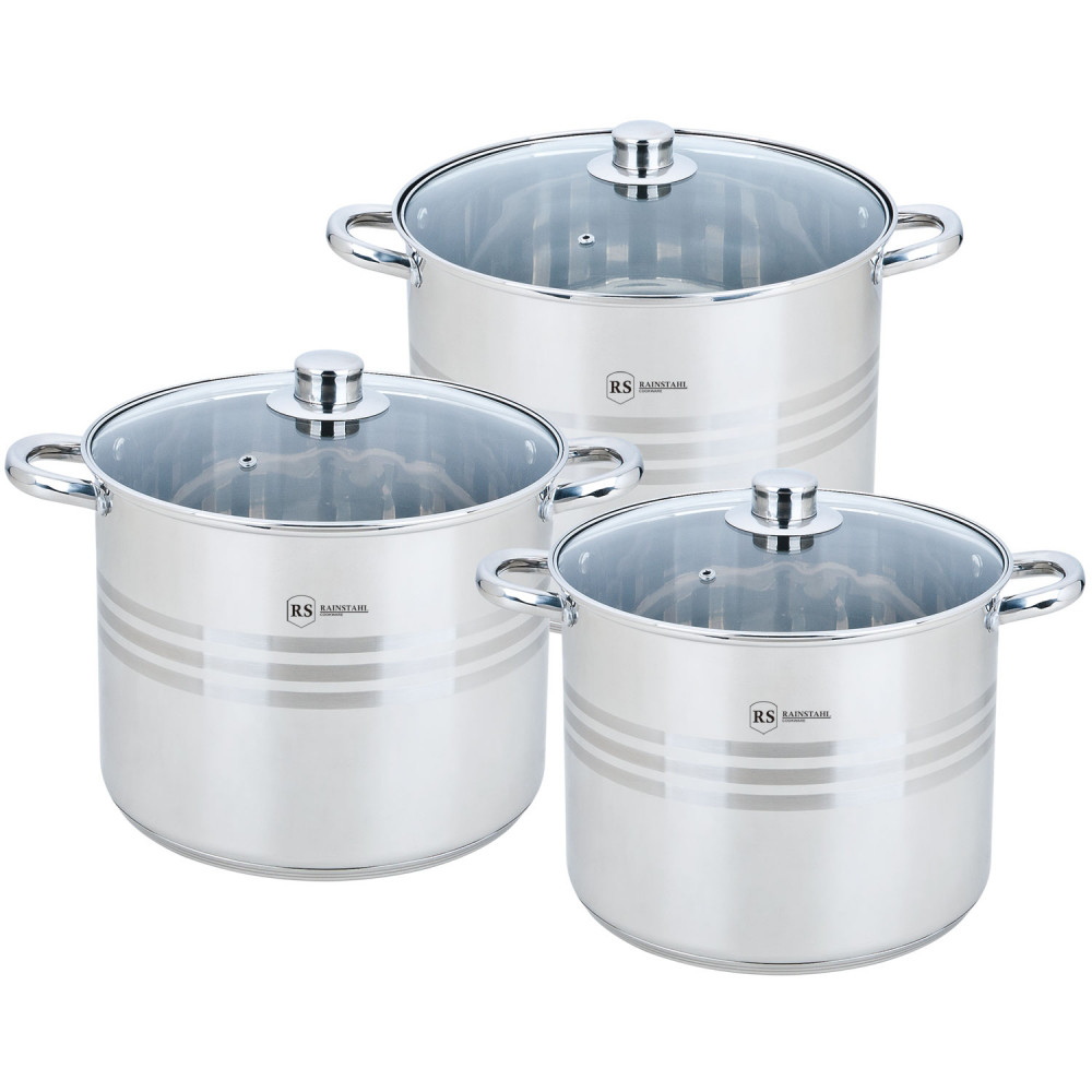 Набір каструль Rainstahl RS-2302-06, 6 предметів нержавіюча сталь, для індукції