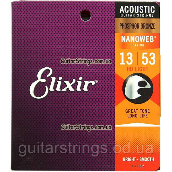Струни Elixir 16182 Nnoweb Phosphor Bronze HD Light 13-53