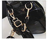 Рюкзак міський жіночий лаковий з короною (чорний), фото 7