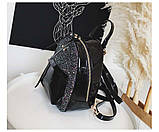 Рюкзак міський жіночий лаковий з короною (чорний), фото 3