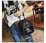 Рюкзак міський жіночий лаковий з короною (чорний), фото 4