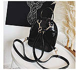 Рюкзак міський жіночий лаковий з короною (чорний), фото 9