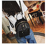 Рюкзак міський жіночий лаковий з короною (чорний), фото 5