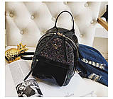 Рюкзак міський жіночий лаковий з короною (чорний), фото 2