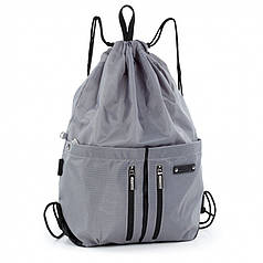 Дитячий рюкзак сумка торбинка мішечок для змінного взуття на шнурку сірий спортивний міський з кишенями Dolly 842
