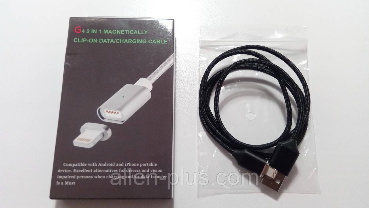 Магнітний кабель G4 2 in 1 ligtning (передавання даних/заряджання) USB/lihtning (iPhone/iPad)