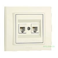 Розетка комп'ютерна RJ 45 cat. 6e + телефонна RJ 11 cat. 3e крем Ovivo Mina