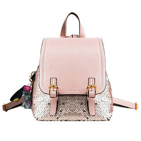 Рюкзак міський жіночий з пряжками і паєтками (рожевий)