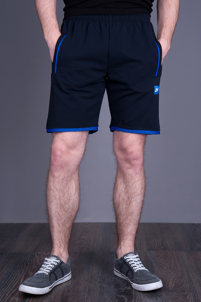 Чоловічі трикотажні шорти NIKE, темно-синього кольору - фото 1 - id-p716998565