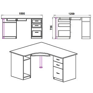 Стіл комп'ютерний СУ-9 Компаніт (кутовий), фото 2