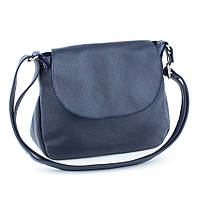 Женская кожаная сумка на длинном ремешке, цвета в ассортименте Синий