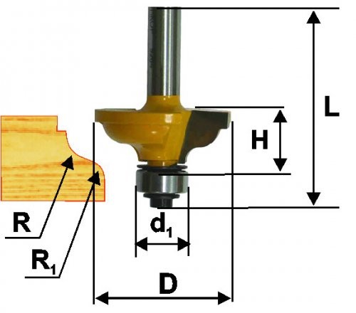 Кромочная Фреза калевочная ф34.9х13,r4/4.8, хв.8мм (арт.9264)