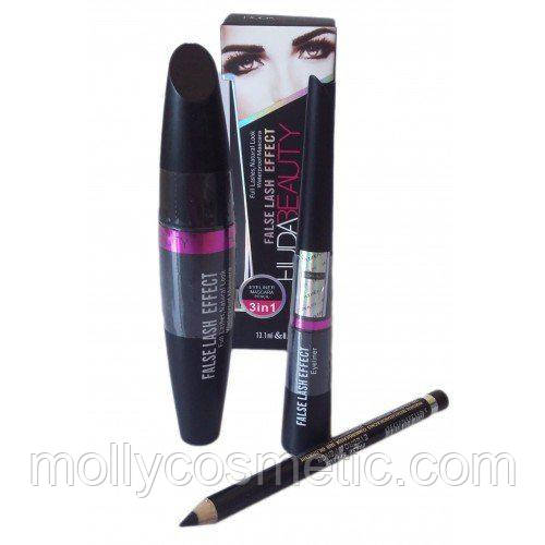 Набір 3 в 1 Huda Beauty Waterproof (туш, підводка, олівець)