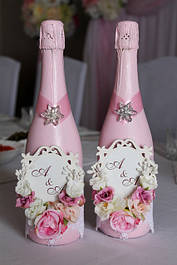 Свадебное шампанское - декор бутылок