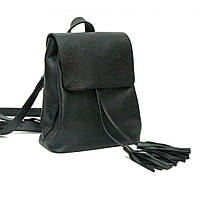 Компактный кожаный женский рюкзак-сумка, цвета в ассортименте Черный