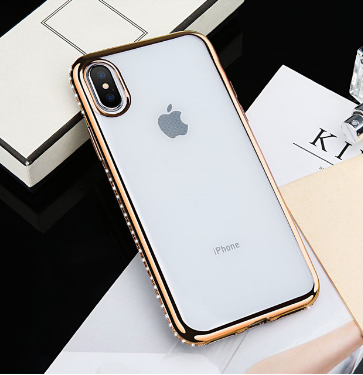 Прозорий силіконовий чохол з золотими камінням Swarovski для Iphone X/Xs