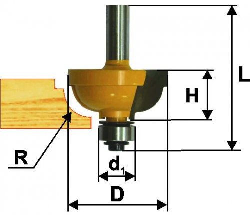 Кромочная Фреза калевочная ф34.9х17, r9.5, хв.8мм (арт.9283)