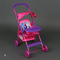 Коляска для ляльок 9866T/F4, метал, зі столиком, козирком і кошиком для речей