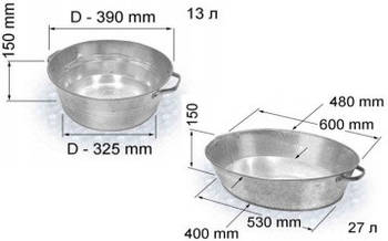 Таз овальний оцинкований 27 л