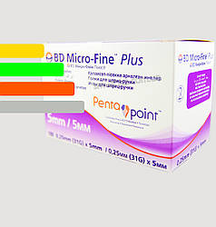 Голки інсулінові БД Мікрофайн Плюс 5 мм для шприц-ручок - BD Micro-fine Plus 5 mm