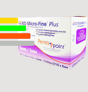 Голки інсулінові БД Мікрофайн Плюс 5 мм для шприц-ручок - BD Micro-fine Plus 5 mm, фото 3