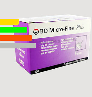 Голки інсулінові БД Мікрофайн Плюс 5 мм для шприц-ручок - BD Micro-fine Plus 5 mm, фото 1