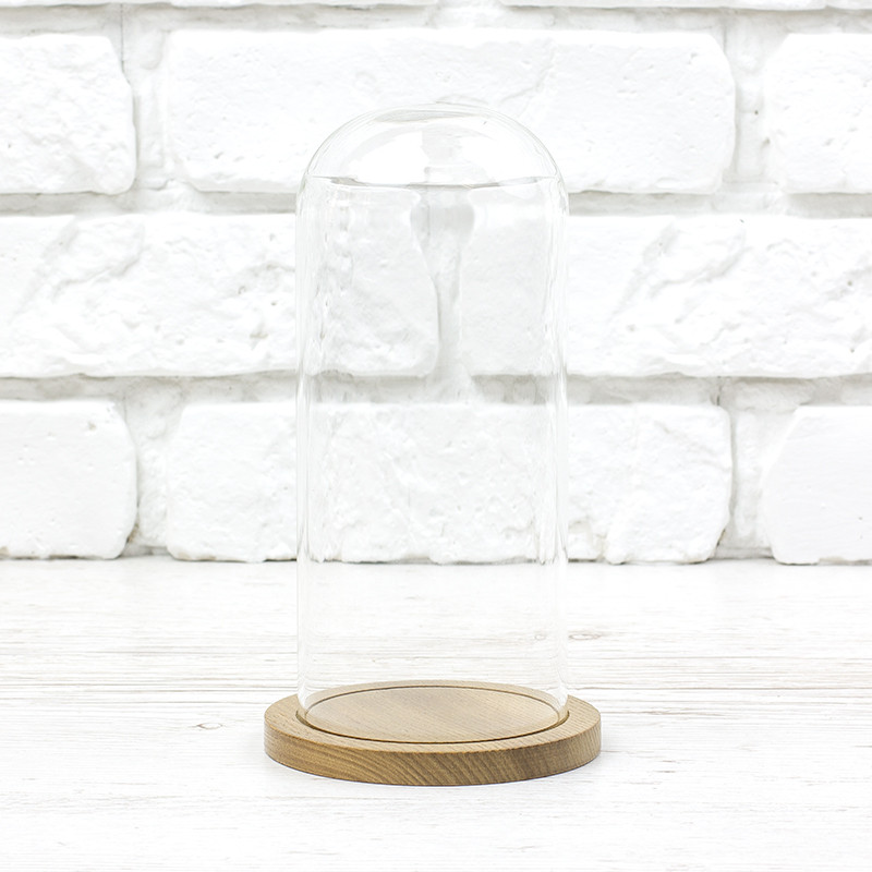 Ковпак скляний на дерев'яній підставці h14,5 d8,0 (колір горіх)