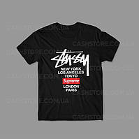 Футболка | Stussy x Supreme | Стусси | Мужская | Женская